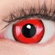Das Produktfoto zeigt unsere Crazy rote Farbige Kontaktlinse Red Lunatic in einem echten Auge von ganz nah