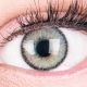 Das Produktfoto zeigt unsere Farbige Graue Kontaktlinse Mirel Grey in einem echten Auge