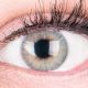 Das Produktfoto zeigt unsere Farbige Graue Kontaktlinse Rose Grey in einem echten Auge