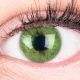 Das Produktfoto zeigt unsere Farbige Gruene Kontaktlinse Jasmin Green in einem echten Auge